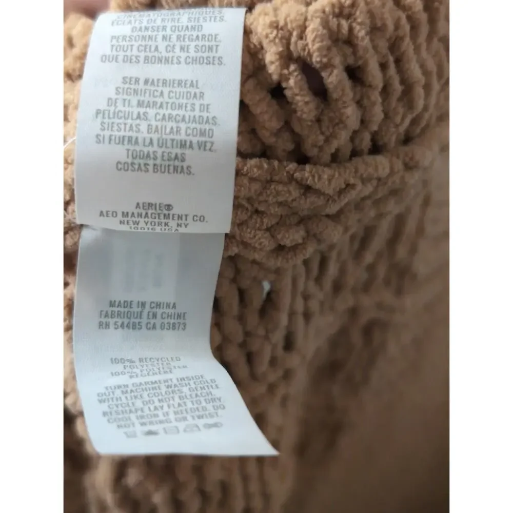 Aerie Quarter Zip Sweater Large Chunky Knit Cozy Oversized